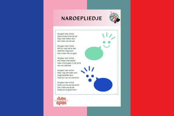 Hier vind je een miniatuurversie van het kopieerblad met de tekst van het naroepliedje.