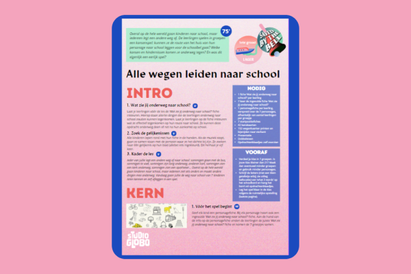 Hier zie je een miniversie van de eerste pagina van de lesfiche voor de eerste graad.